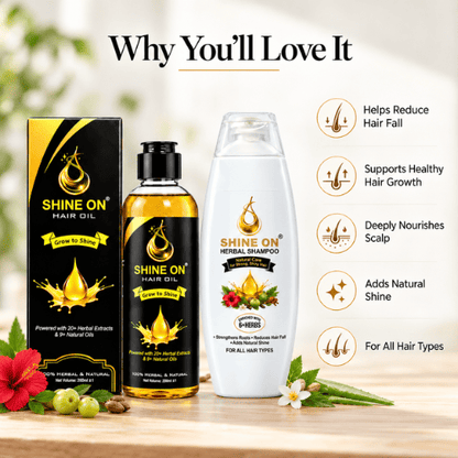 Shine On Hair Care Combo | Herbal Hair Oil + Shampoo