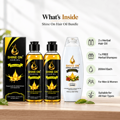 Shine On Hair Oil Bundle | Buy 2 Hair Oils + Get Free Herbal Shampoo
