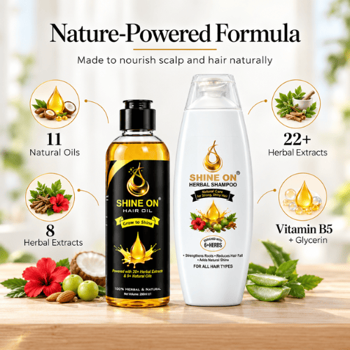 Shine On Hair Care Combo | Herbal Hair Oil + Shampoo