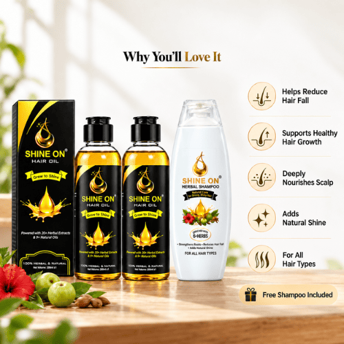 Shine On Hair Oil Bundle | Buy 2 Hair Oils + Get Free Herbal Shampoo