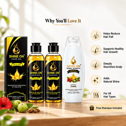 Shine On Hair Oil Bundle | Buy 2 Hair Oils + Get Free Herbal Shampoo