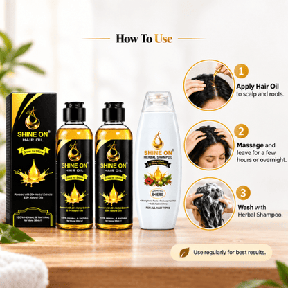 Shine On Hair Oil Bundle | Buy 2 Hair Oils + Get Free Herbal Shampoo